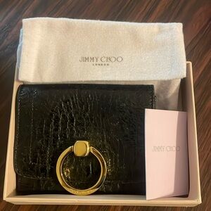 Leather black authentic Jimmy Choo trifold wallet